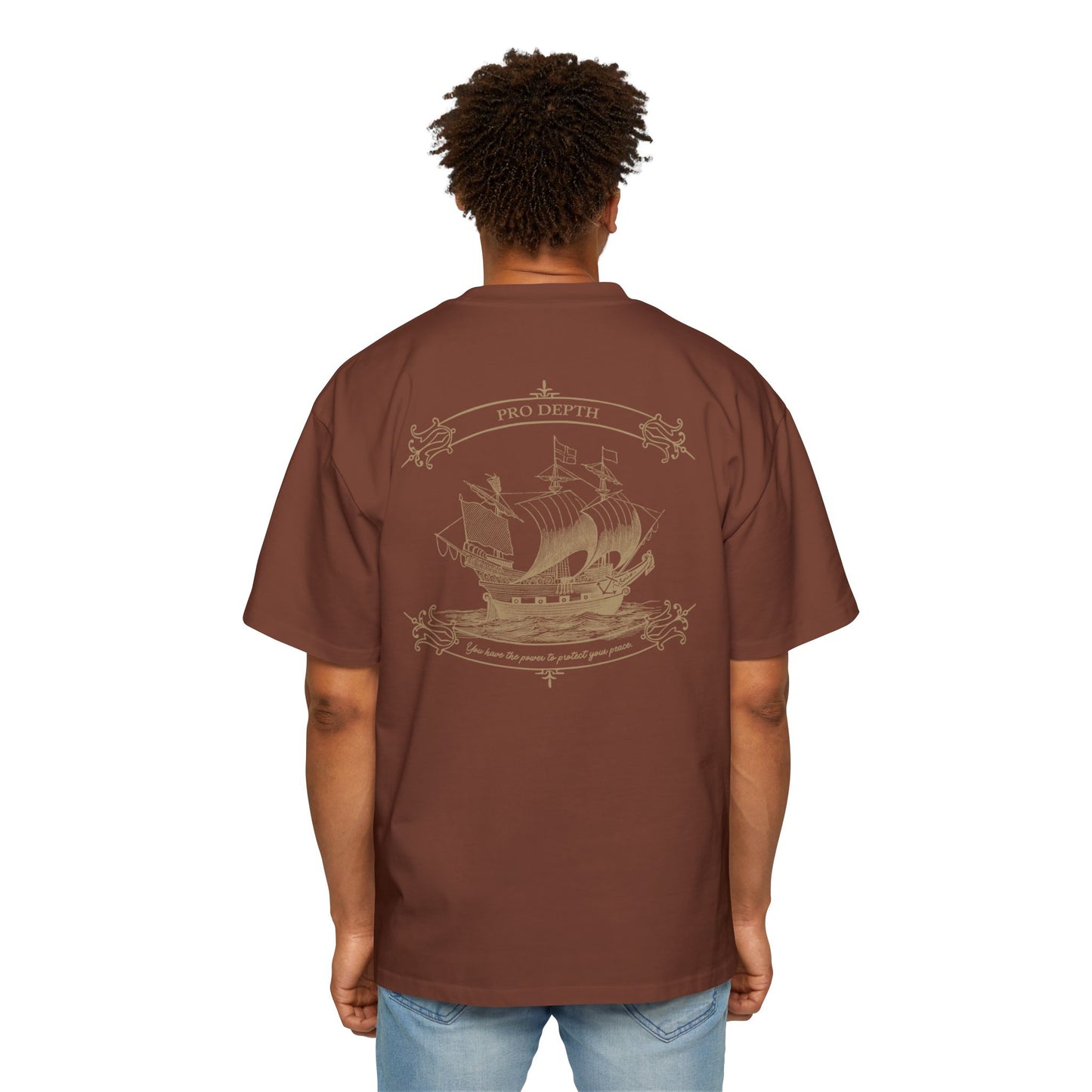 Pro Depth Men's Heavy Oversized Tee - Nautical Ship Design