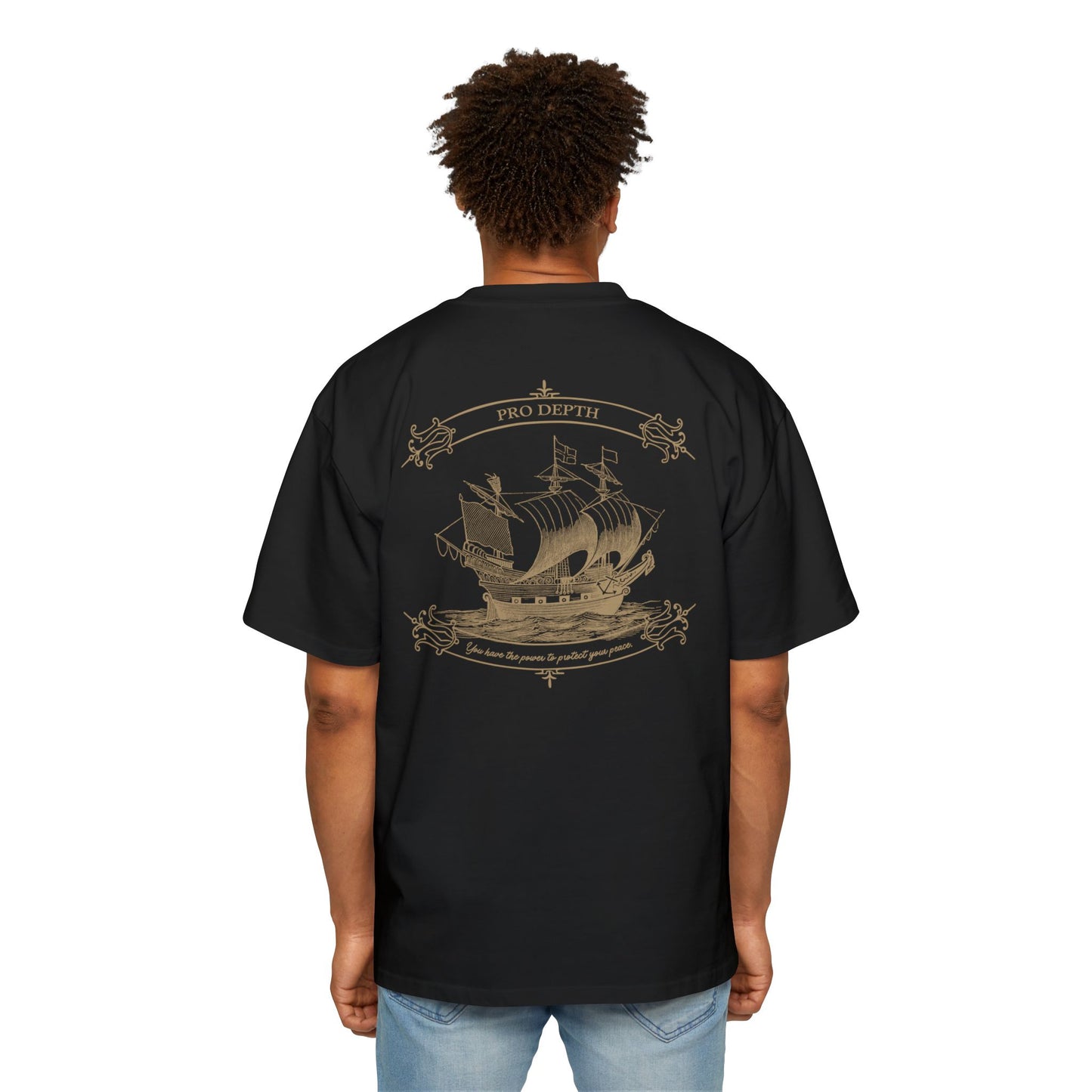 Pro Depth Men's Heavy Oversized Tee - Nautical Ship Design