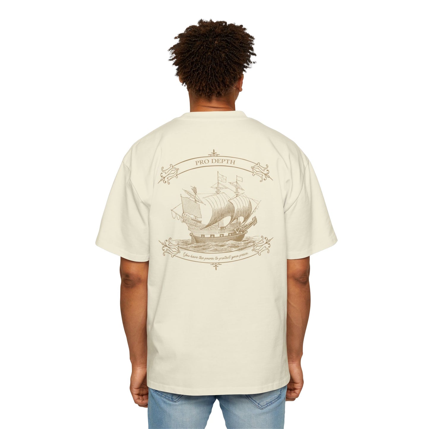 Pro Depth Men's Heavy Oversized Tee - Nautical Ship Design