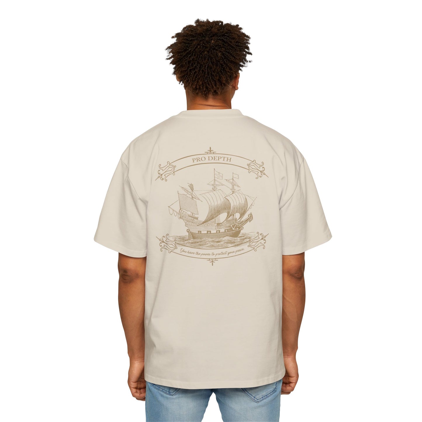 Pro Depth Men's Heavy Oversized Tee - Nautical Ship Design