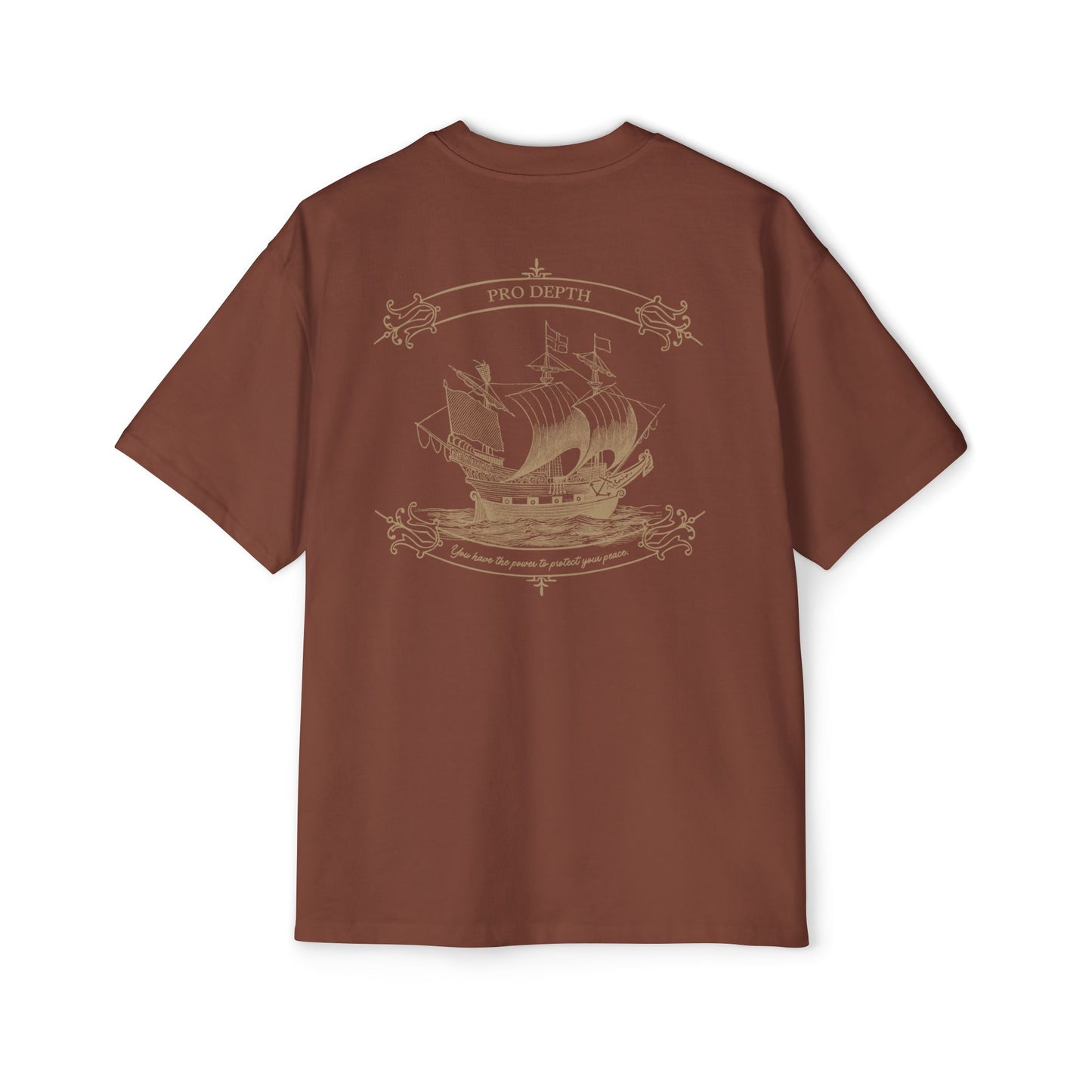 Pro Depth Men's Heavy Oversized Tee - Nautical Ship Design