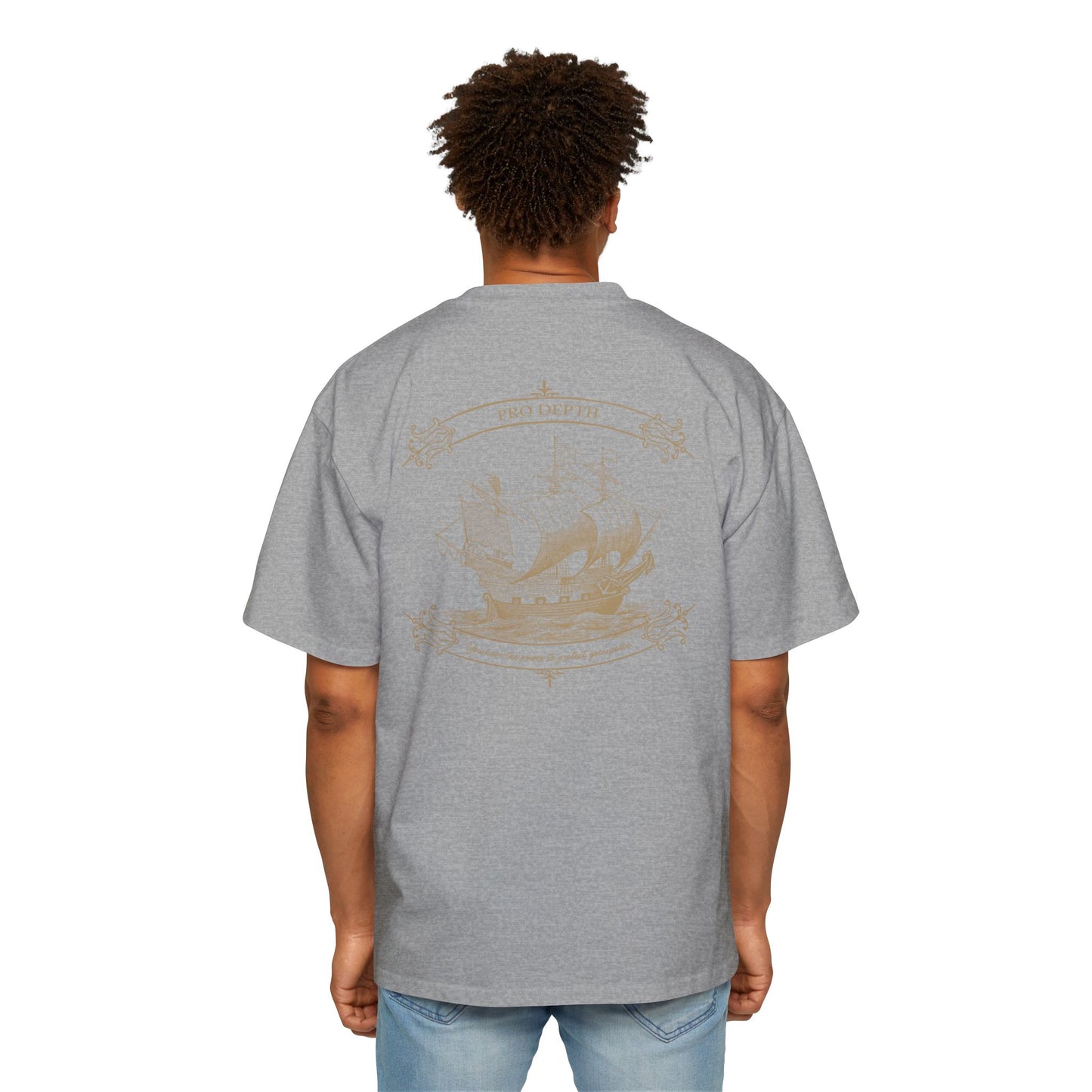 Pro Depth Men's Heavy Oversized Tee - Nautical Ship Design